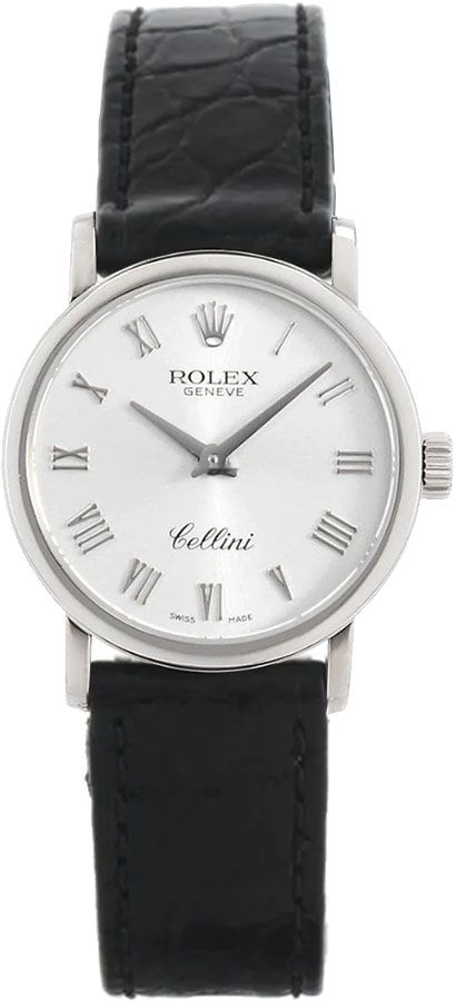 Rolex Cellini Silver Dial 18k White Gold Women's Watch 6110/9 