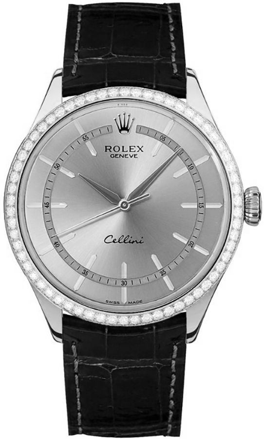 Rolex Cellini Self Winding Automatic Rhodium Mens Watch 50709RBR-0010 