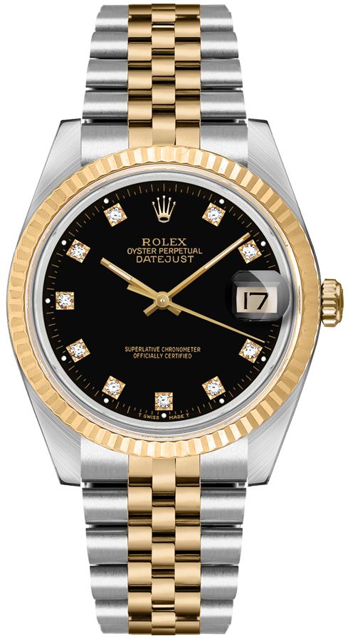 Rolex Datejust Self winding Automatic Black Unisex Watch 16233-BLKDJ 