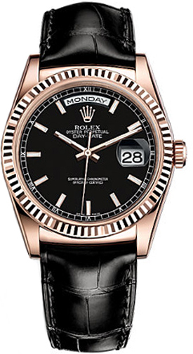Rolex Day-Date Self winding Automatic Black Watch 118135-0063 