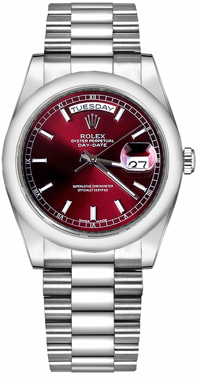 Rolex Day-Date Self winding Automatic Red Watch 118206-0121 