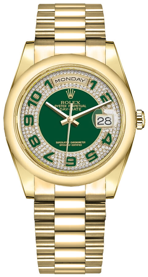 Rolex Day-Date Self winding Automatic Green Unisex Watch 118208-0175 