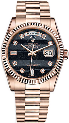 Rolex Day-Date Self winding Automatic Black Watch 118235-0107 