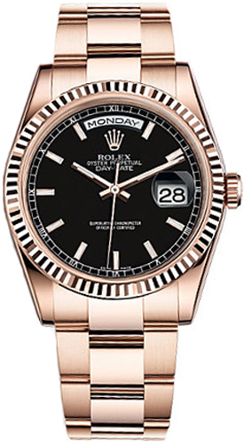 Rolex Day-Date Self winding Automatic Black Watch 118235-0059 