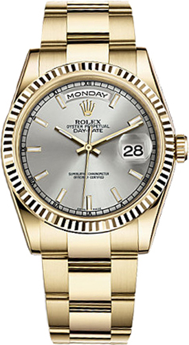 Rolex Day-Date Self winding Automatic Silver Watch 118238-0164 
