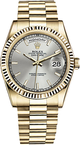 Rolex Day-Date Self winding Automatic Silver Watch 118238-0106 