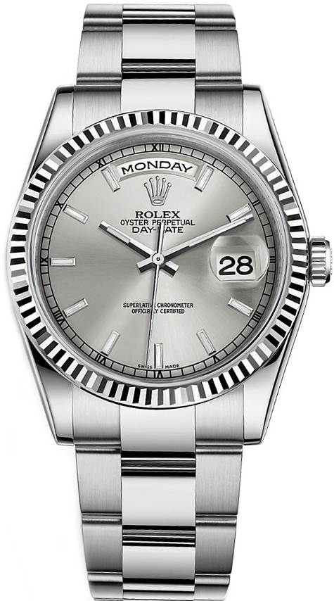 Rolex Day-Date Self winding Automatic Chronometer Silver Unisex Watch 118239-0124 