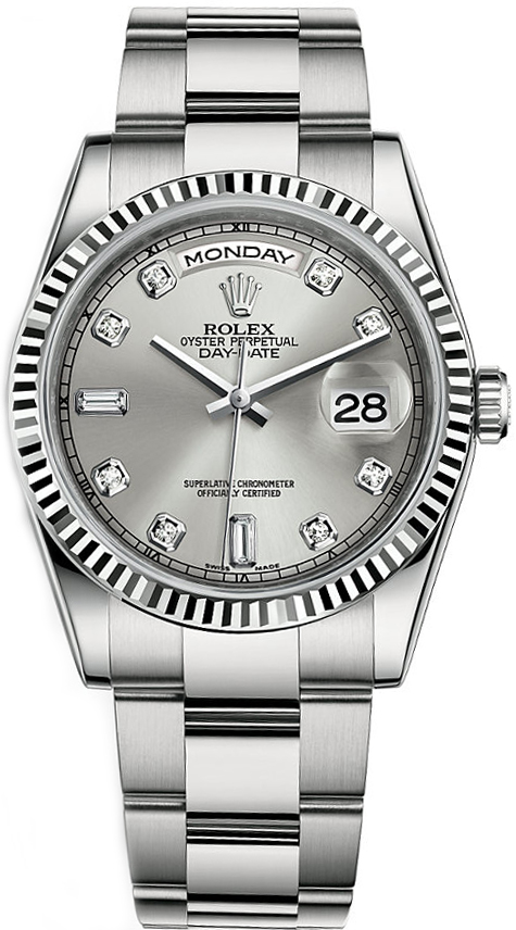 Rolex Day-Date Self winding Automatic Chronometer Silver Unisex Watch 118239-0078 
