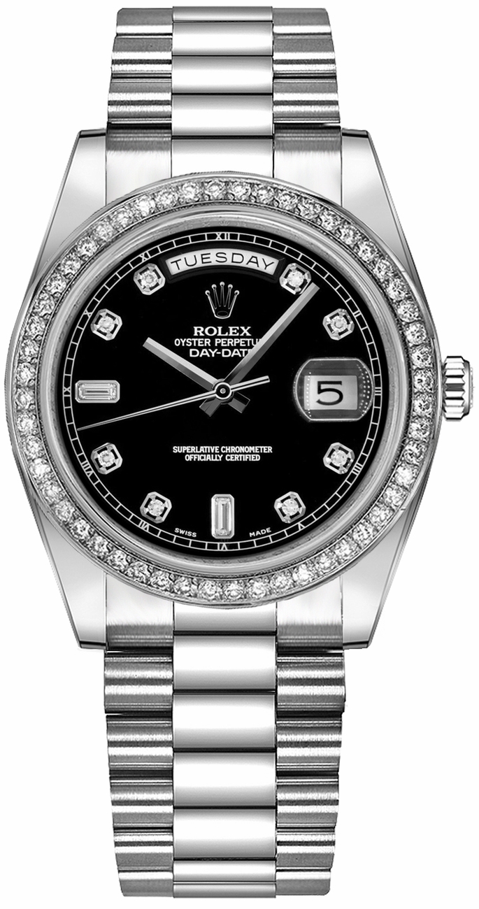 Rolex Day-Date Self winding Automatic Black Watch 118346-0065 