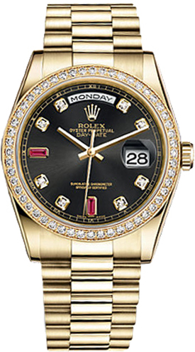 Rolex Day-Date Self winding Automatic Black Unisex Watch 118348-0148 