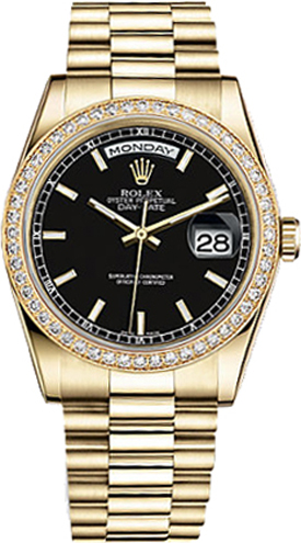 Rolex Day-Date Self winding Automatic Black Ladies Watch 118348-BLKSP 