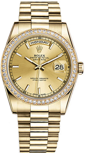 Rolex Day-Date Self winding Automatic Champagne Ladies Watch 118348-0035 