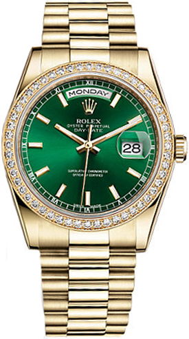 Rolex Day-Date Self winding Automatic Green Unisex Watch 118348-0161 