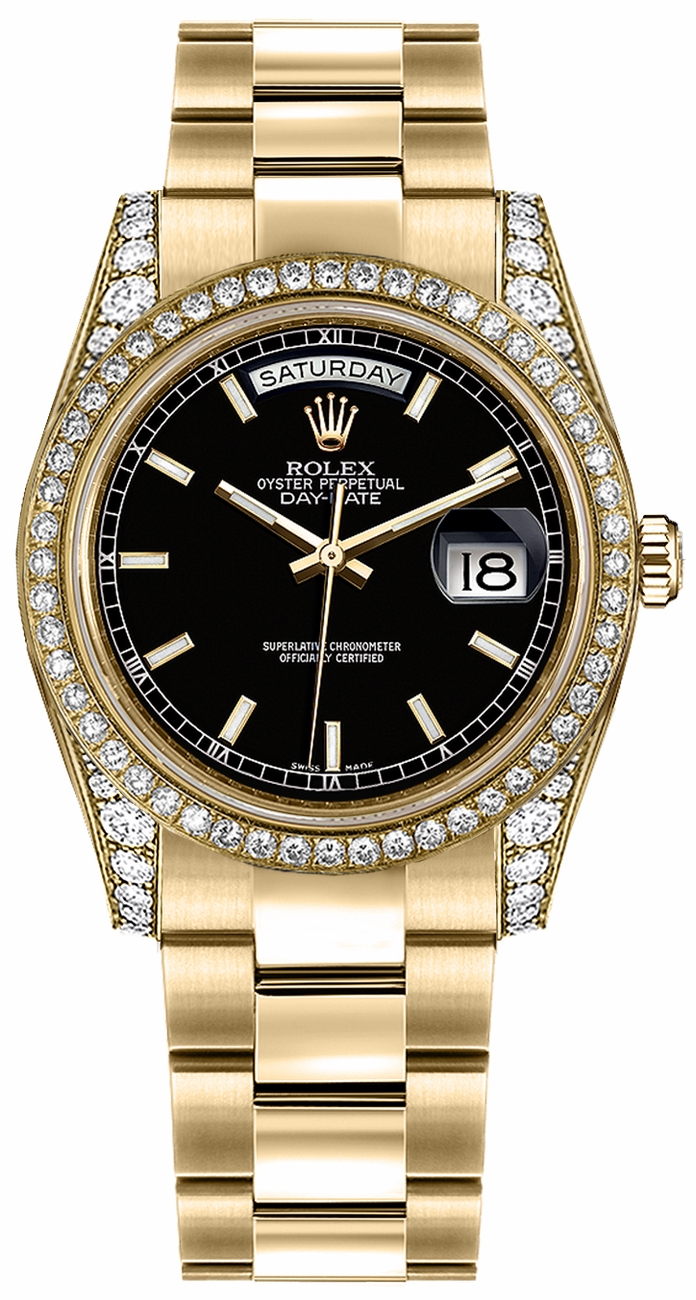 Rolex Day-Date Self winding Automatic Black Ladies Watch 118388-0190 