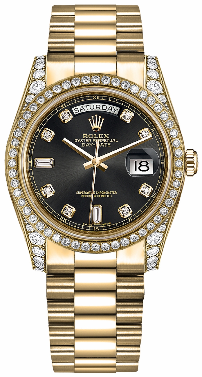 Rolex Day-Date Self winding Automatic Black Ladies Watch 118388-0021 