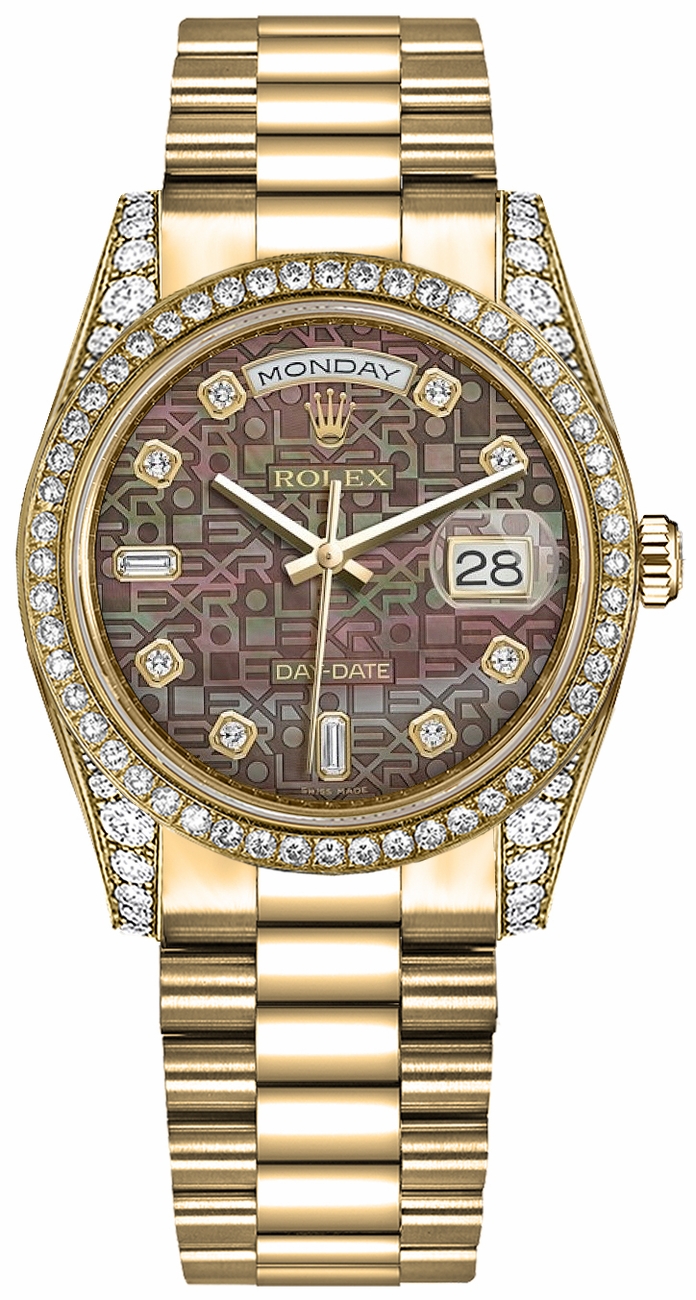 Rolex Day-Date Self winding Automatic Black Ladies Watch 118388-0029 