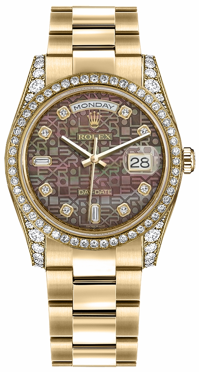 Rolex Day-Date Self winding Automatic Black Ladies Watch 118388-0193 