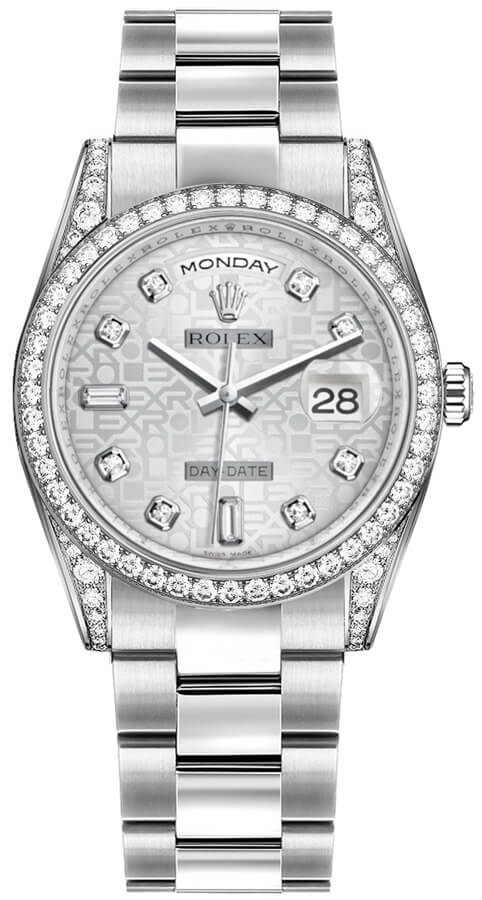 Rolex Day-Date Self winding Automatic Silver Watch 118389-0122 