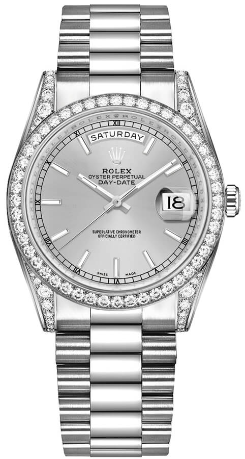 Rolex Day-Date Self winding Automatic Silver Watch 118389-0058 