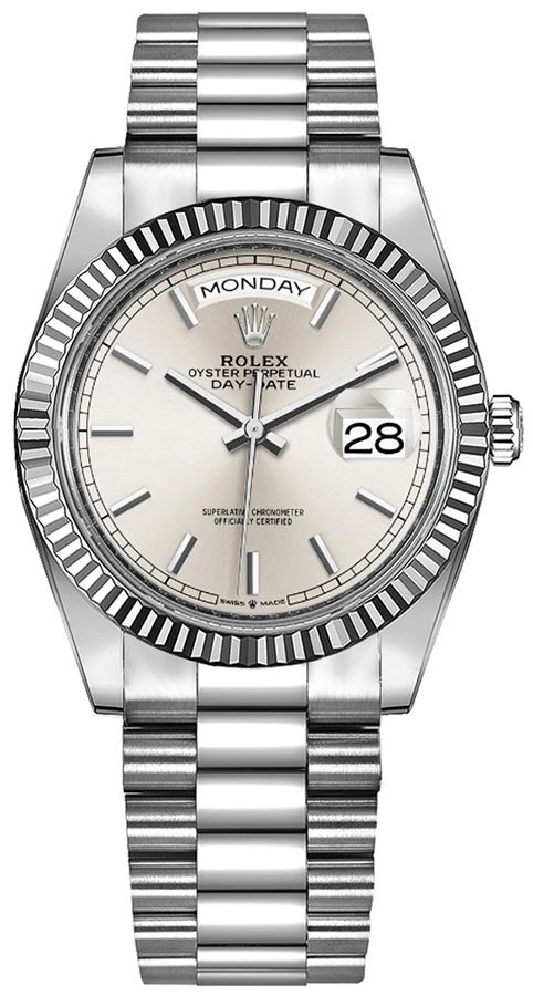 Rolex Day-Date Self Winding Automatic Silver Unisex Watch 128236-0001 