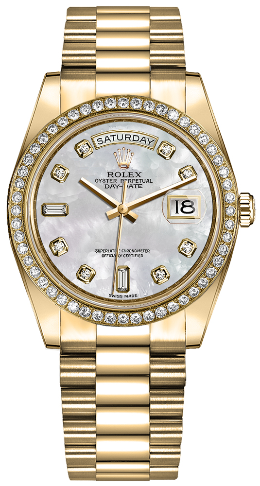 Rolex Day-Date 36 18k Yellow Gold Diamonds Women's Watch 128348RBR-0017 