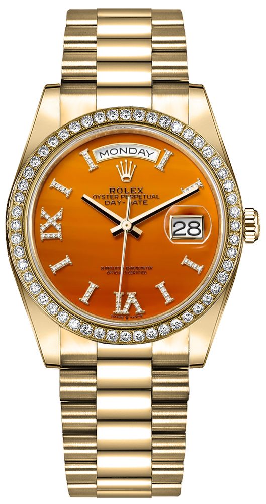 Rolex Day-Date Self Winding Automatic Orange Unisex Watch 128348RBR-0049 