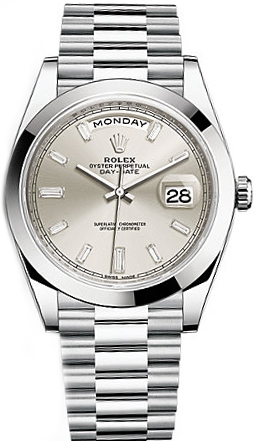 Rolex Day-Date Self winding Automatic Chronometer Silver Watch 228206-0012 