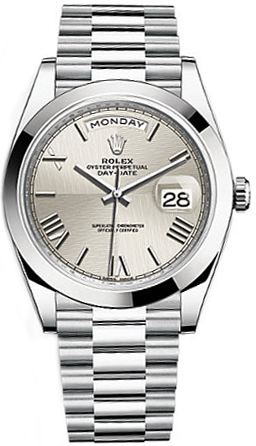 Rolex Day-Date Self winding Automatic Chronometer Silver Watch 228206-0014 