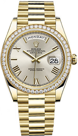 Rolex Day-Date Self winding Automatic Chronometer Silver Mens Watch 228348RBR-0007 