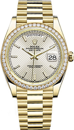 Rolex Day-Date Self winding Automatic Chronometer Silver Mens Watch 228348RBR-0005 