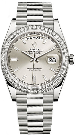 Rolex Day-Date Self winding Automatic Chronometer Silver Mens Watch 228349RBR-0001 