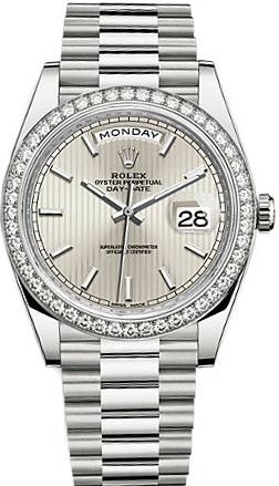 Rolex Day-Date Self winding Automatic Chronometer Silver Mens Watch 228349RBR-0007 