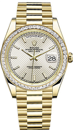 Rolex Day-Date Self winding Automatic Chronometer Silver Mens Watch 228398TBR-0005 