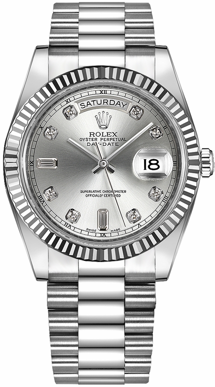 Rolex Day-Date Self winding Automatic Silver Mens Watch 218239-0006 