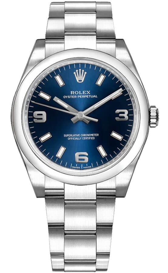 Rolex Oyster Perpetual Self winding Automatic Blue Watch 114200-0014 