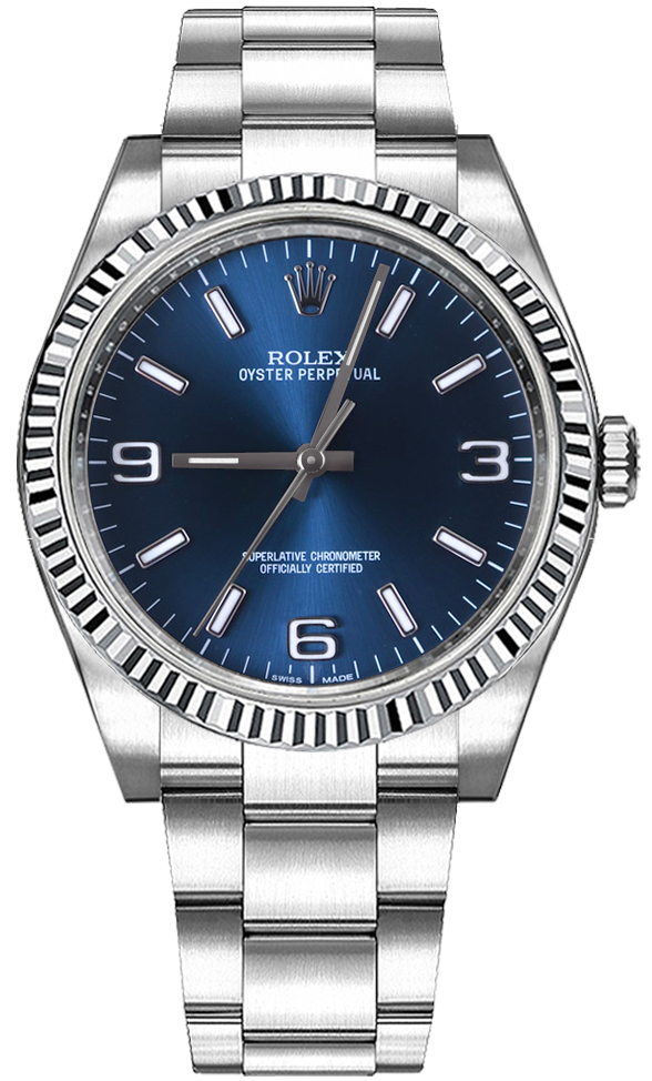 Rolex Oyster Perpetual Self winding Automatic Blue Ladies Watch 116034-BLUASO 