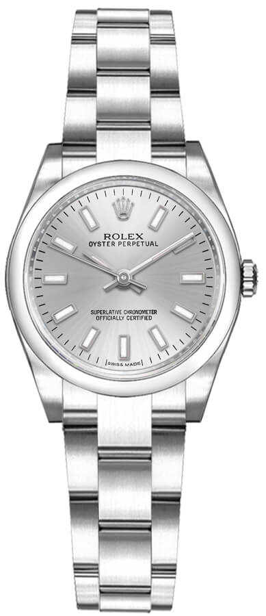 Rolex Oyster Perpetual Self winding Automatic Silver Ladies Watch 176200-0015 