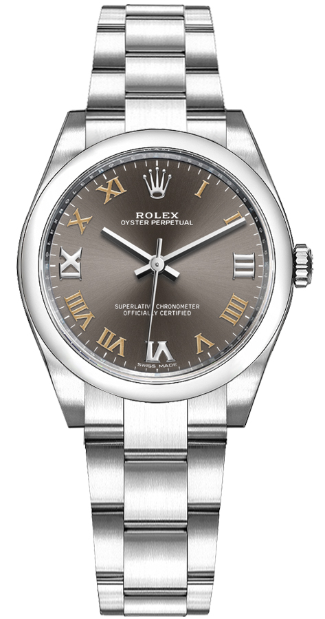 Rolex Oyster Perpetual Self winding Automatic Grey Ladies Watch 177200-0018 