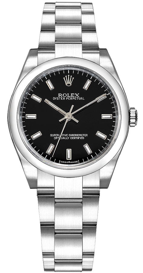 Rolex Oyster Perpetual Self winding Automatic Black Ladies Watch 177200-0019 