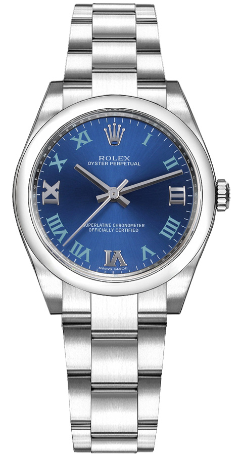 Rolex Oyster Perpetual Self winding Automatic Blue Ladies Watch 177200-0015 