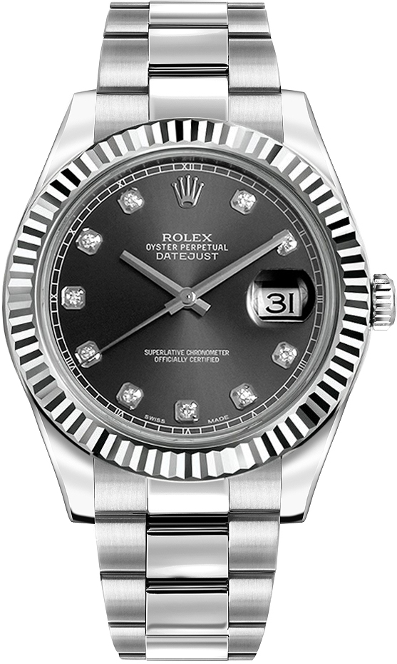 Rolex Datejust II 41 White Gold Bezel Oystersteel Men's Watch 116334-0009 