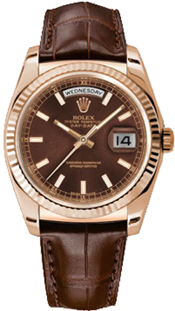 Rolex Day-Date Brown Watch 118135-0003 