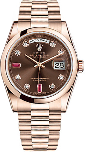 Rolex Day-Date Brown Watch 118205-BRNDDP 