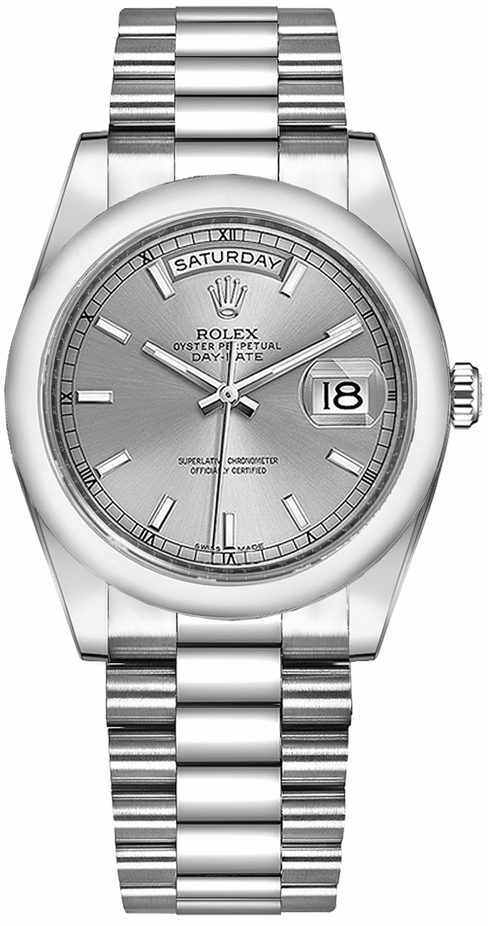 Rolex Day-Date Silver Watch 118206-0039 
