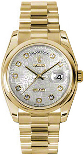 Rolex Day-Date Self winding Automatic Chronometer Silver Unisex Watch 118208-SVJDDP 
