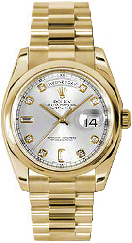 Rolex Day-Date Self winding Automatic Chronometer Silver Unisex Watch 118208-0108 