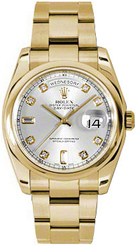 Rolex Day-Date Self winding Automatic Chronometer Silver Unisex Watch 118208-0096 