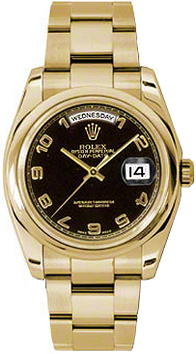 Rolex Day-Date Self winding Automatic Chronometer Black Unisex Watch 118208-BLKADO 