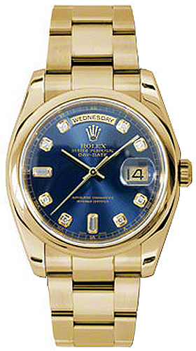 Rolex Day-Date Self winding Automatic Chronometer Blue Unisex Watch 118208-BLUDDO 