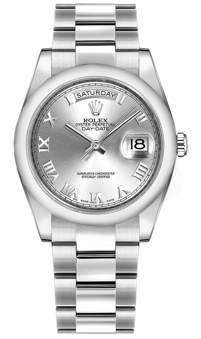 Rolex Day-Date Self winding Automatic Chronometer Silver Watch 118209-SLVRO 